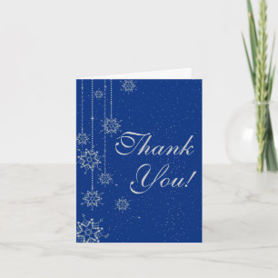 Crystal snowflakes blue wedding Thank You Card