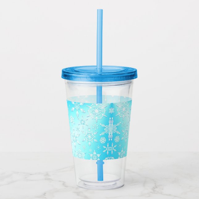 Crystal Snowflakes Pattern Acrylic Tumbler (Front)