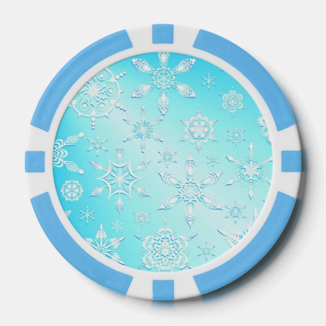 Crystal Snowflakes Pattern Poker Chips (Front)