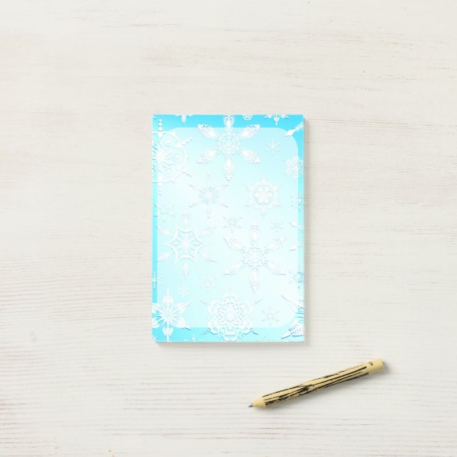 Crystal Snowflakes Pattern Post-it Notes (On Desk)