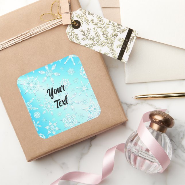 Crystal Snowflakes Pattern Square Sticker (Gifting)