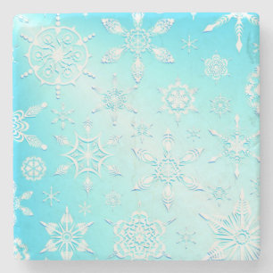 Crystal Snowflakes Pattern Stone Coaster