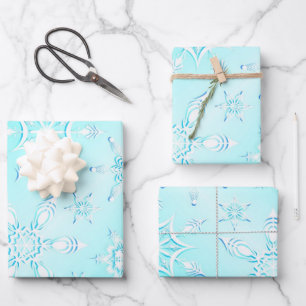 Crystal Snowflakes Pattern Wrapping Paper Sheet
