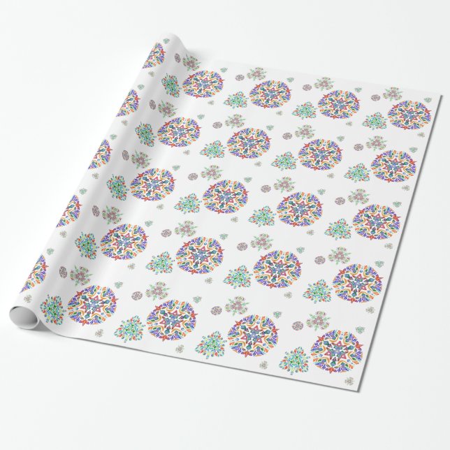 Crystal Snowflakes Wrapping Paper (Unrolled)
