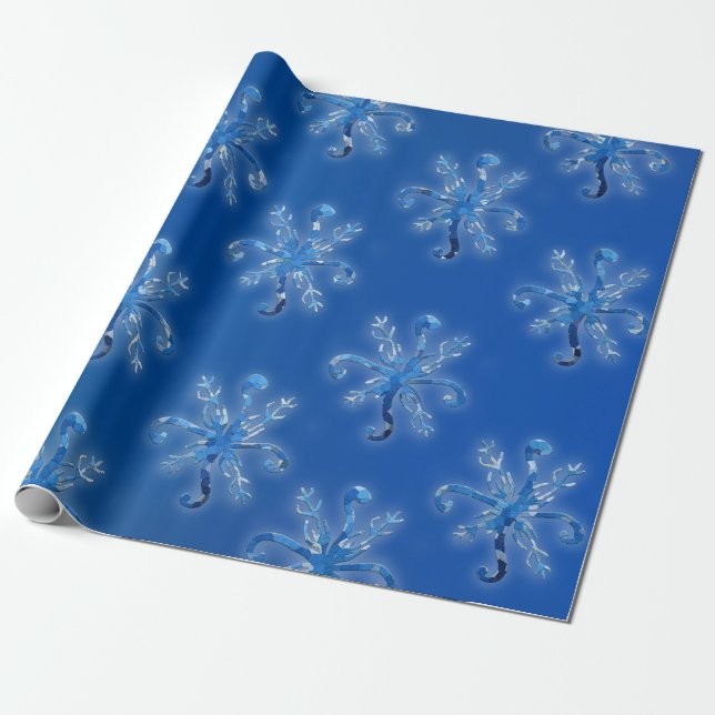 Crystal Snowflakes Wrapping Paper (Unrolled)