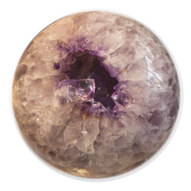 Crystal Sphere Amethyst Healing Crystals Ceramic Knob (Front)