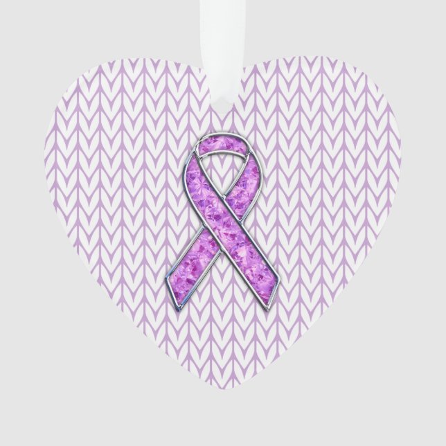 Crystal Style Pink Ribbon Awareness Knit Ornament (Front)