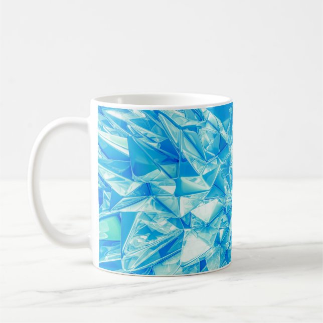 Crystal triangle, 3D rendered background. Coffee Mug (Left)