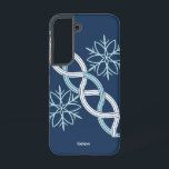Crystal Twist Galaxy Case<br><div class="desc">Bring a touch of winter elegance to your Galaxy with the Crystal Twist Galaxy Case. A modern take on the Nordic winter spirit, the case is designed with a graceful twisted pattern and delicate snow crystal motif. The sophisticated colour scheme of white and light blue on a navy background enhances...</div>