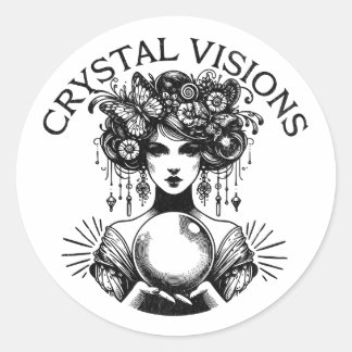 Crystal Visions Mystical Woman Vintage T-Shirt | B Classic Round Sticker
