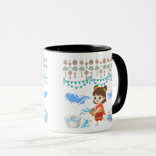 Crystal water celebration black & white mug