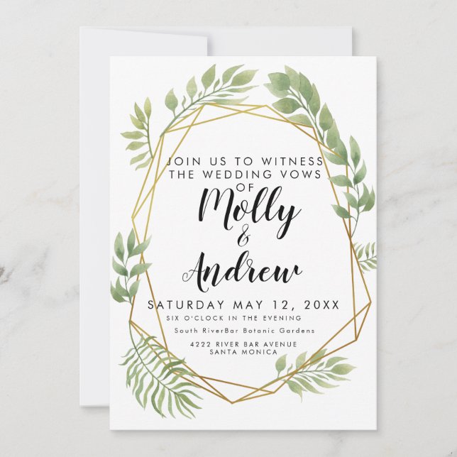 crystal wedding invite foliage greenery wedding (Front)