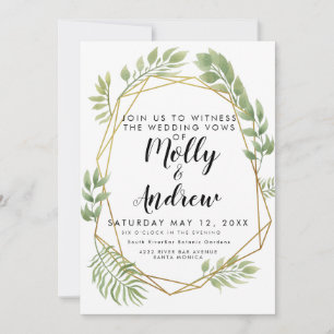 crystal wedding invite foliage greenery wedding