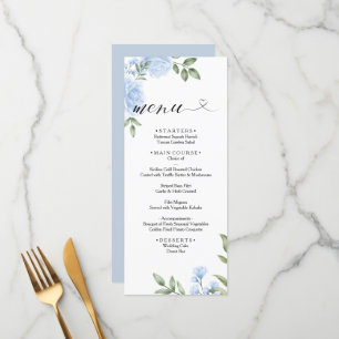 CRYSTAL Wedding Menu / Blue Rose Watercolor Floral
