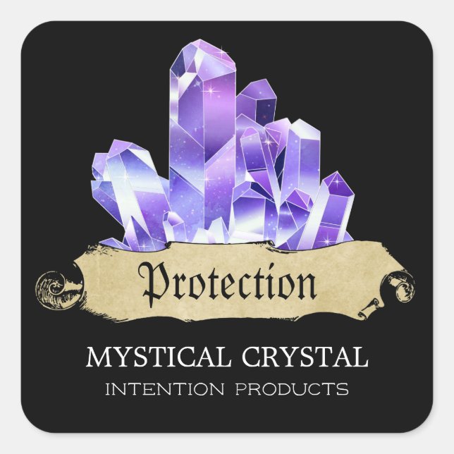 Crystal Witch Black And Purple Spell Jar Labels (Front)