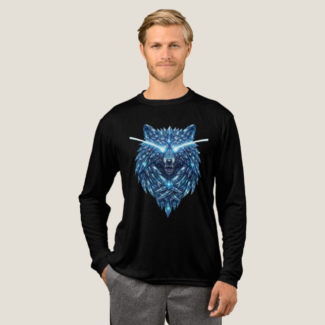 Crystal Wolf Spirit Fantasy Artwork Tri-Blend Shirt (Full Front)