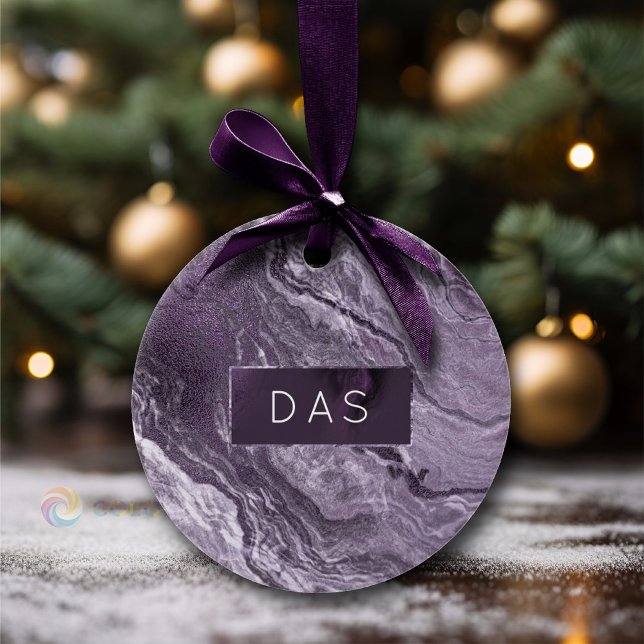 Crystalized Purple Agate | Moody Marbled Monogram Ceramic Tree Decoration (Creator Uploaded)