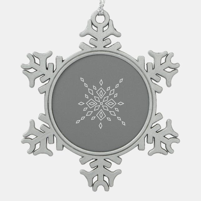 Crystalized Snowflake Pewter Christmas Ornament (Front)