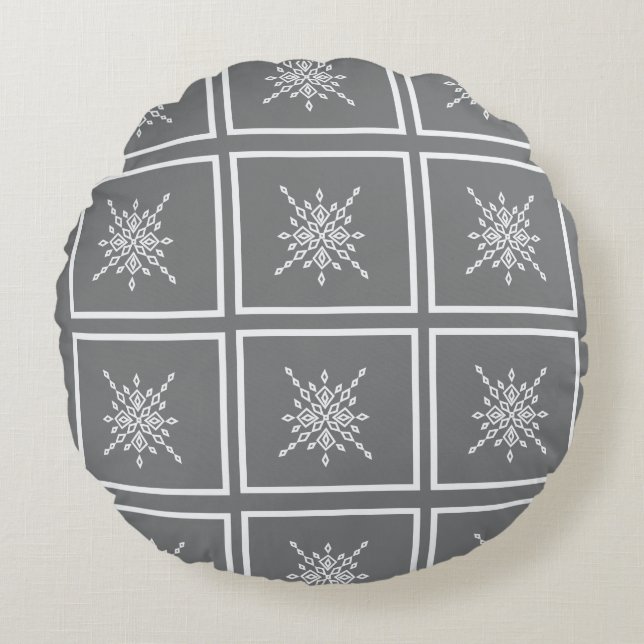 Crystalized Snowflake Round Cushion (Front)