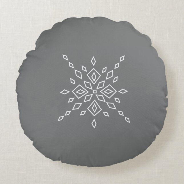 Crystalized Snowflake Round Cushion (Front)