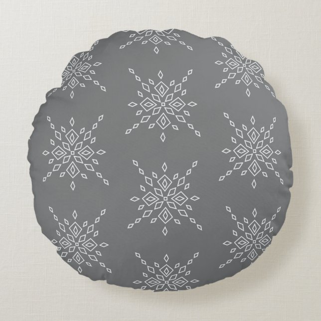 Crystalized Snowflake Round Cushion (Front)