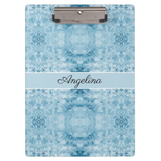 Crystalline Blue Feather Custom Office Style Clipboard (Front)