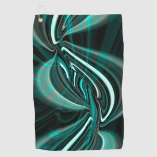 Crystalline on dark green cyan curves and ripples golf towel