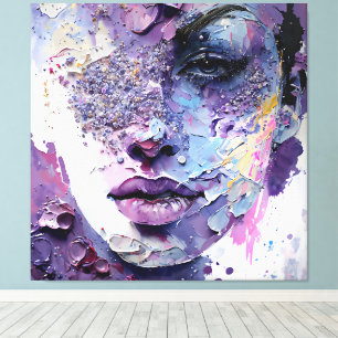 "Crystalline Silence" – A Purple Portrait Canvas Print