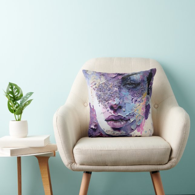 "Crystalline Silence" – A Purple Portrait Cushion (Chair)