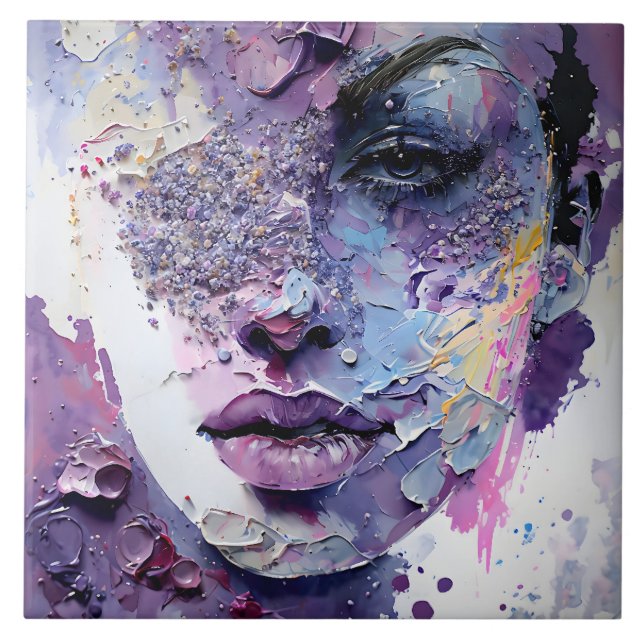 "Crystalline Silence" – A Purple Portrait Tile (Front)