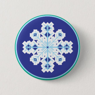 crystalline snowflake 6 cm round badge