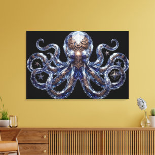 Crystalline Steampunk Octopus Canvas Print