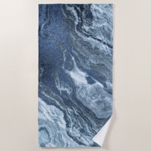 Crystallised Blue Agate Dusty Slate Marbled Ston Beach Towel