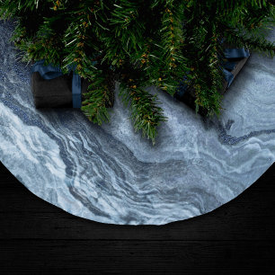 Crystallised Blue Agate   Dusty Slate Marbled Ston Brushed Polyester Tree Skirt