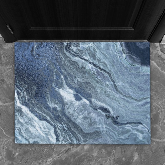 Crystallised Blue Agate | Dusty Slate Marbled Ston Doormat (Creator Uploaded)