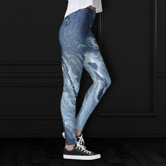 Crystallised Blue Agate | Dusty Slate Marbled Ston Leggings (Creator Uploaded)