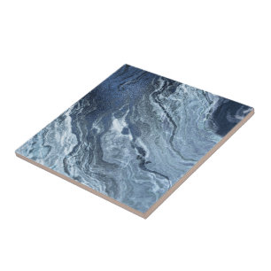 Crystallised Blue Agate   Dusty Slate Marbled Ston Tile