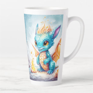 Crystallised Cute Baby Blue Dragon-68799 Latte Mug