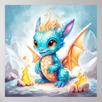 Crystallised Cute Baby Blue Dragon