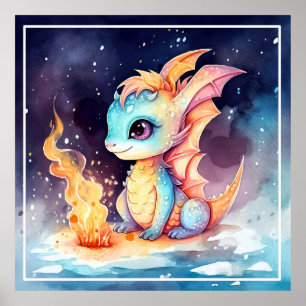 Crystallised Cute Baby Dragon Poster