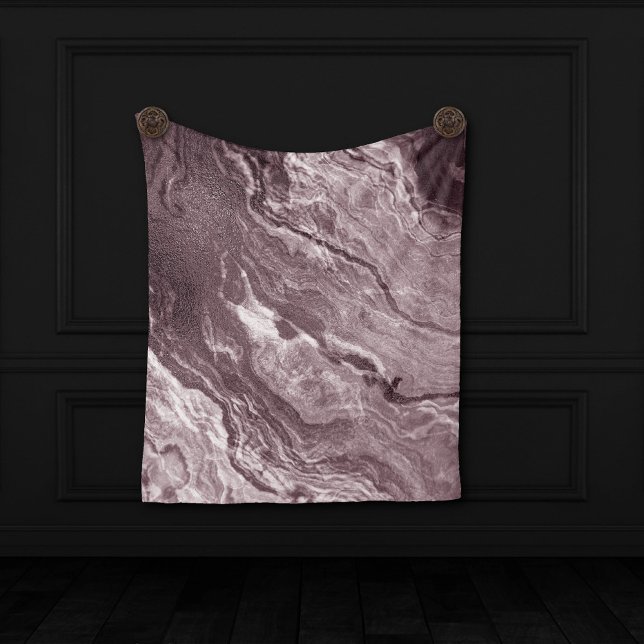Crystallised Mauve Agate | Dusty Rose Pink Marble Fleece Blanket (Creator Uploaded)