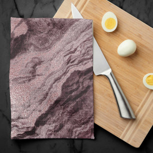 Crystallised Mauve Agate Dusty Rose Pink Marble Tea Towel