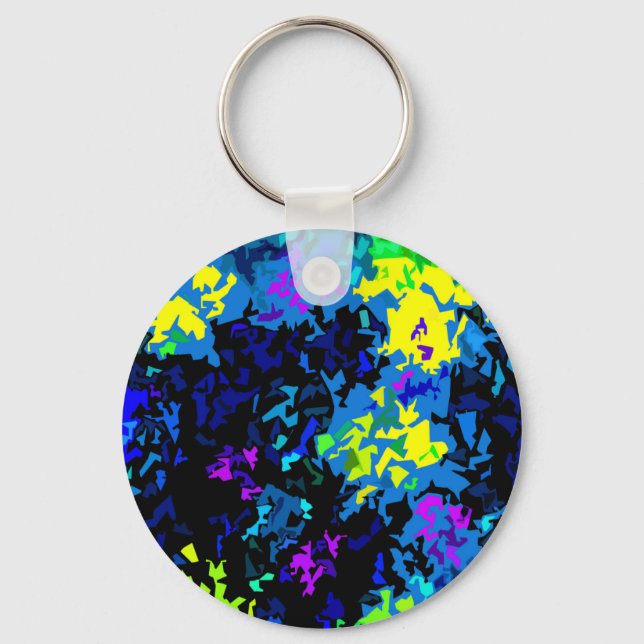 Crystallised Paint Splatter - Cool Colours Key Ring (Front)
