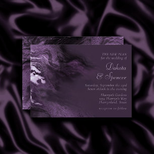 Crystallised Purple Agate   Marbled Change of Date Invitation