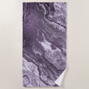 Crystallised Purple Agate Moody Marbled Stone Beach Towel