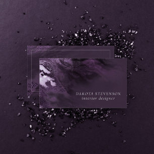Crystallised Purple Agate   Moody Marbled Stone Business Card
