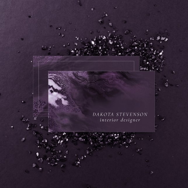 Crystallised Purple Agate | Moody Marbled Stone Business Card (Creator Uploaded)