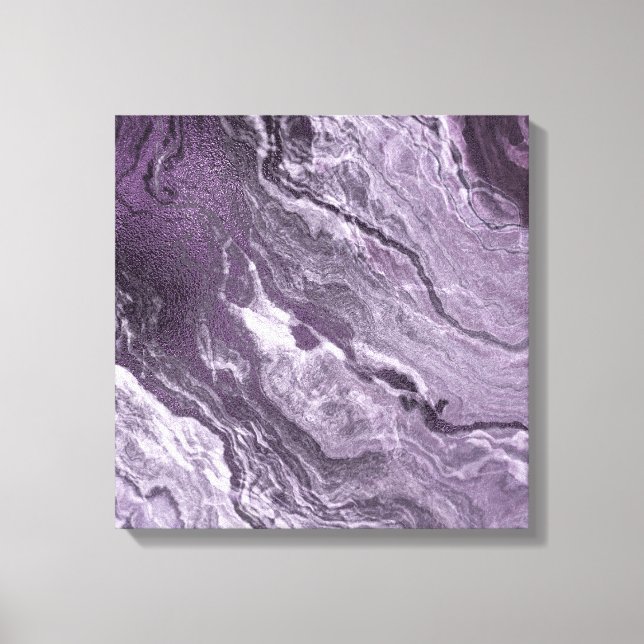 Crystallised Purple Agate | Moody Marbled Stone Canvas Print (Front)