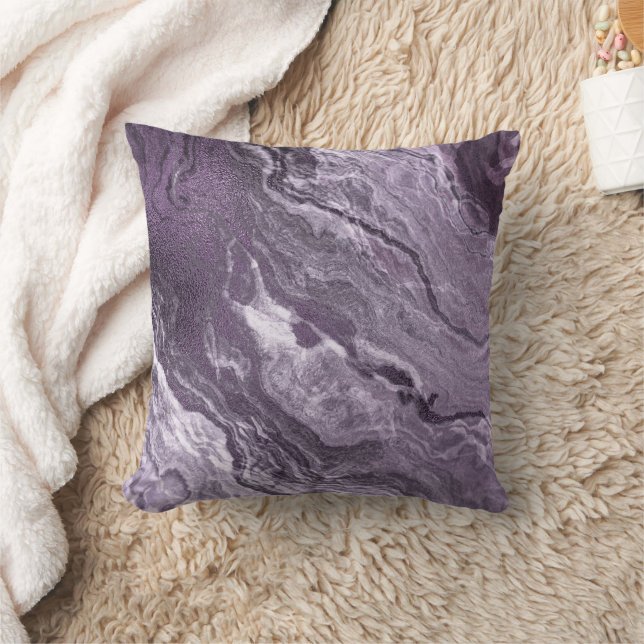 Crystallised Purple Agate | Moody Marbled Stone Cushion (Blanket)