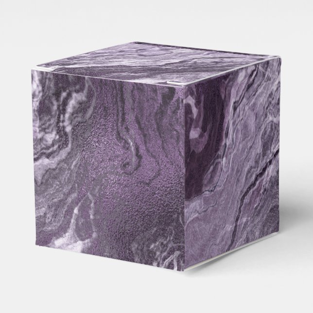 Crystallised Purple Agate | Moody Marbled Stone Favour Box (Front Side)